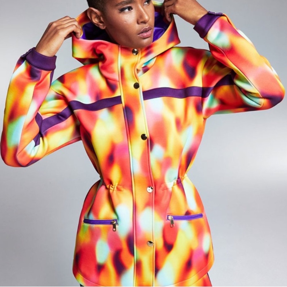 Misa Hylton for INC scuba hoodie colorful ski winter jacket